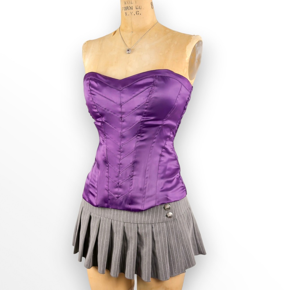 Y2K Corset Top Smocked Back Cinched Fit Mallgoth‎ Whimsygoth Punk Size M